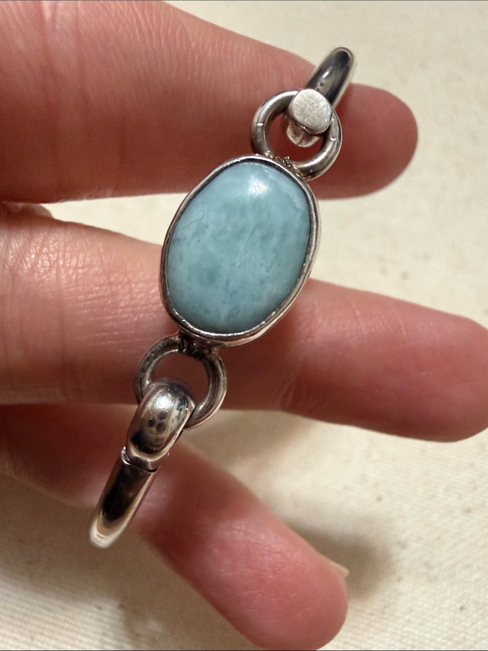Stunning Sterling Silver 925 Blue Stone Bangle Bracelet